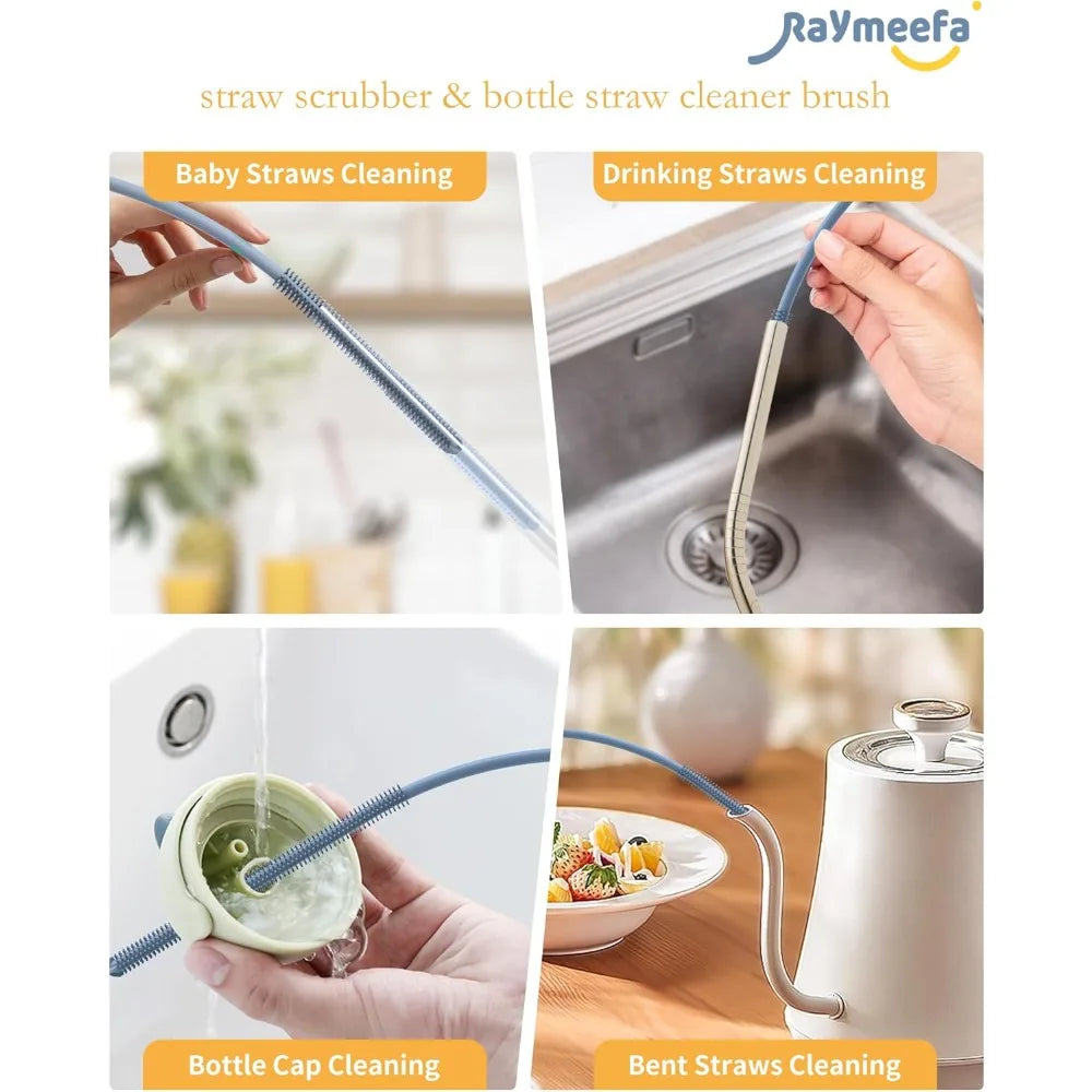 Extra Long, Silicone Straw Cleaning Brush, Reusable