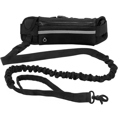 Hands Free Dog Leash for Running/Walking, Reflective Leash with Waist Bag, Retractable Elastic Belt