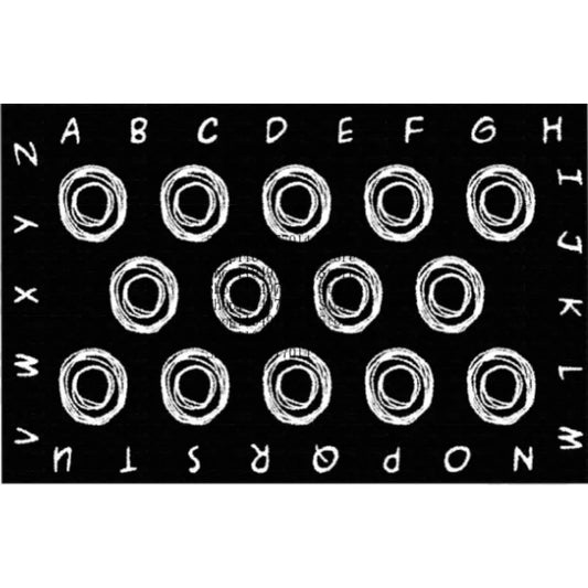 Classroom Carpet, Round Abstract Educational Area Rug, School Decorative Seating Rug