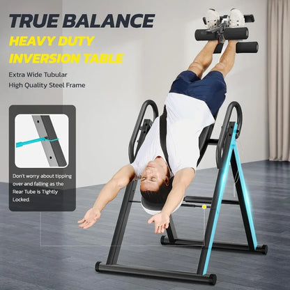 Heavy Duty Gravity Inversion Table, 300 lbs Capacity, Adjustable, Protective Belt