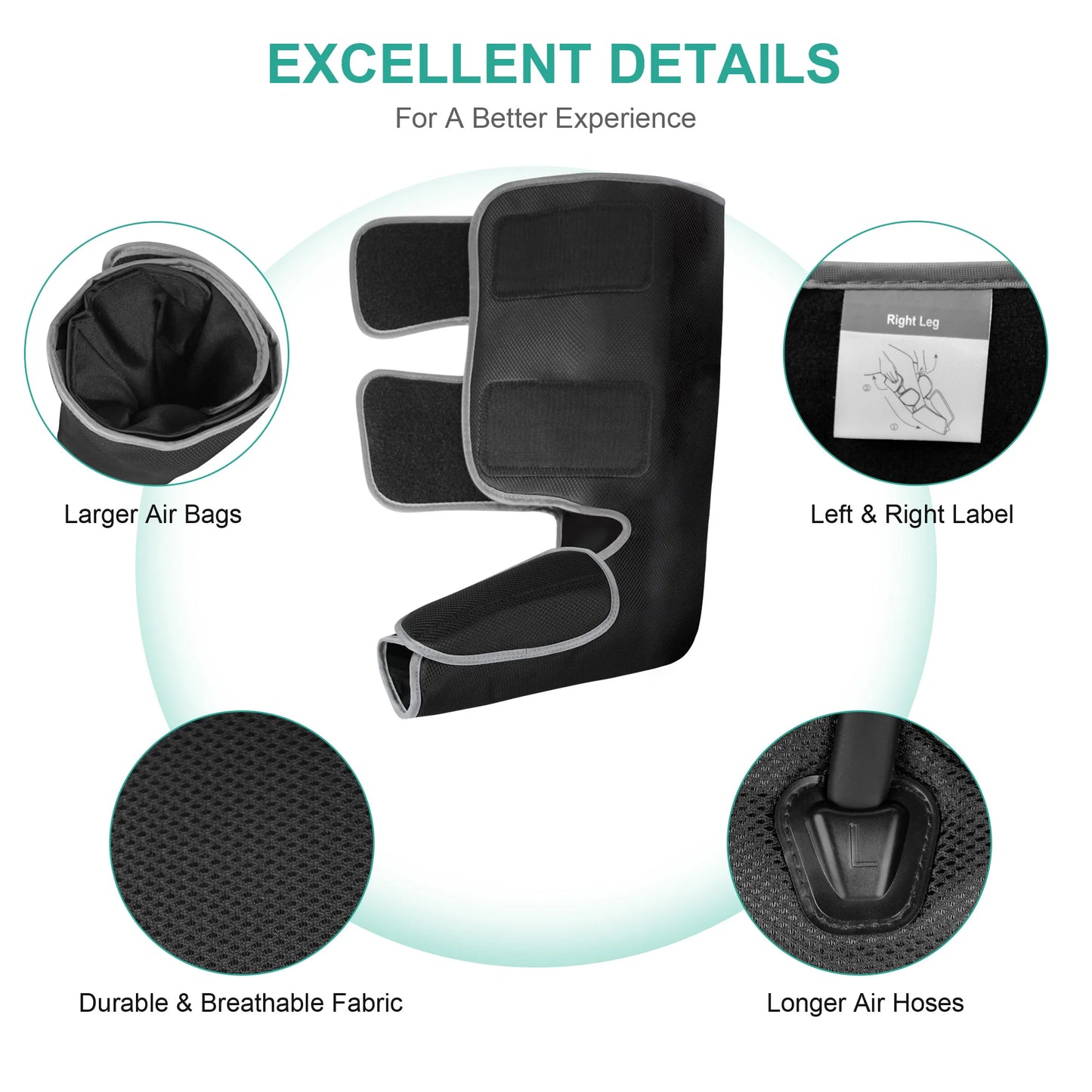 Medcursor Air Compression Leg Massager, Calf Wraps for Blood Circulation and Relaxation, Swelling Relief Physical Massage Boot