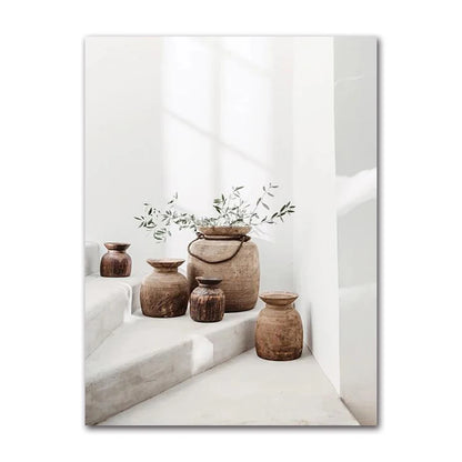 Bohemian Classic Vase Still Life Wall Art, Canvas Painting, Modern Living Room Decor