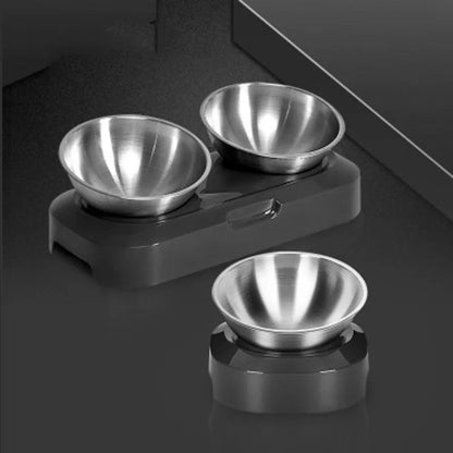 Pet Feeder Stainless Steel Single Bowl with Stand 15 Degree Adjustable