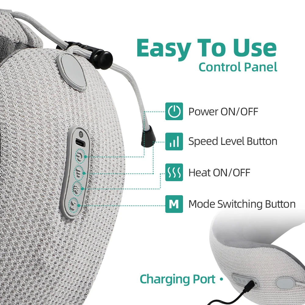 U-Shaped Neck Massager, Kneading, Hot Compress, Vibration, Relieve Neck Fatigue