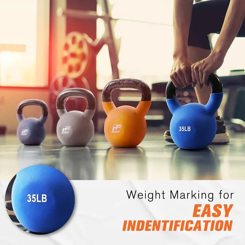 Neoprene Coated Solid Cast Iron Kettlebell 20-25-30-40-45 LB, Cross-Training