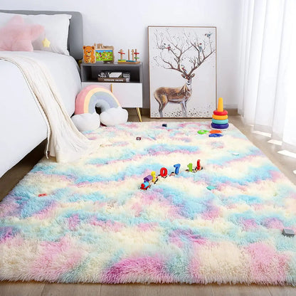 Super Soft Plush Tie Dye Velvet Rugs, Shaggy Rug For Living Room/Bedroom
