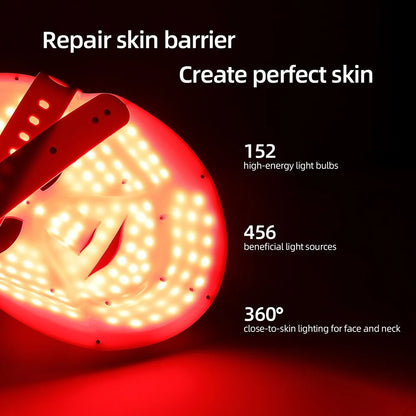 Skin Facial Beauty SPA Mask, Wireless 7 Colors LED, Face/Neck Rejuvenation, Repair, Wrinkle Remover