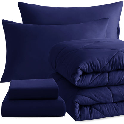 5 Piece Twin Bedding Comforter Set, Breathable Bed in a Bag, Includes Comforter, Fitted Sheet, Top Sheet and Pillowcases