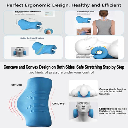 Neck/Shoulder Stretcher, Relaxer, Cervical Chiropractic Traction Device, Pillow, Muscle Pain Relief