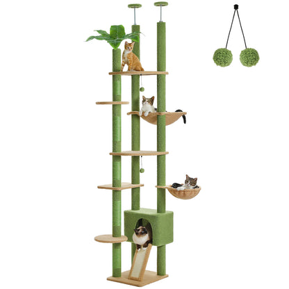 Cactus Cat Tree, Floor/Ceiling Tower, Adjustable Height, Condo Cozy Hammock, Scratching Post