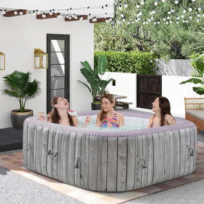 Inflatable Square Hot Tub Spa Set, Outdoor Bubble Massage, Portable, 4-6 Person, 130 Soothing Jets,