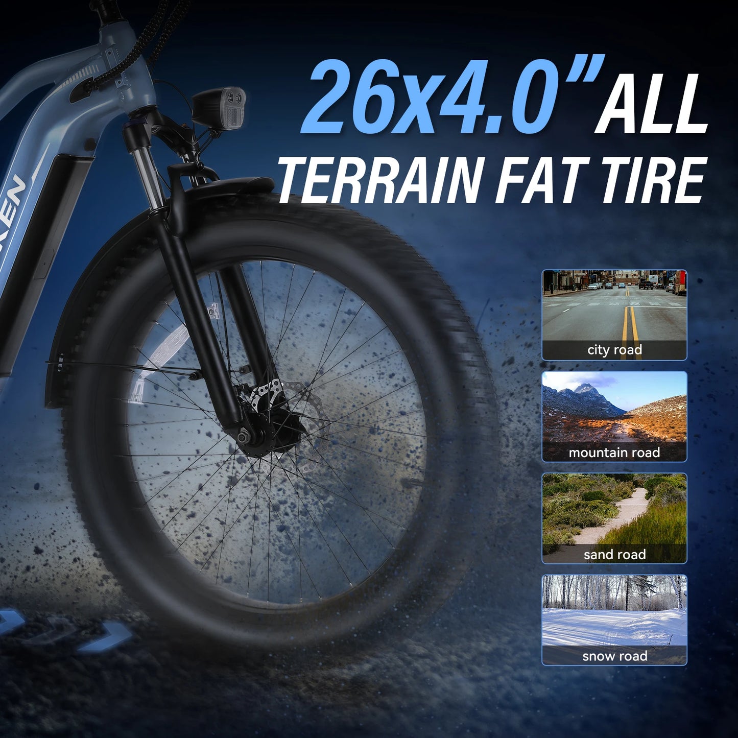 Electric Bike 26" x 4.0 Fat Tire, Peak 1500W Motor EBike for Adults with 48V 720WH Removable Battery