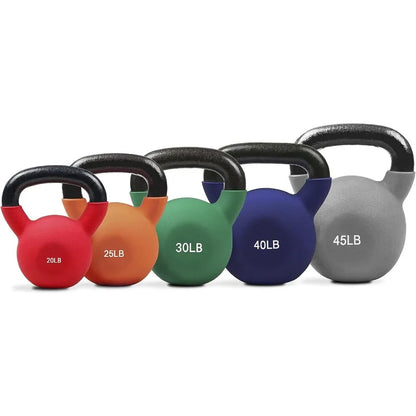 Neoprene Coated Solid Cast Iron Kettlebell 20-25-30-40-45 LB, Cross-Training