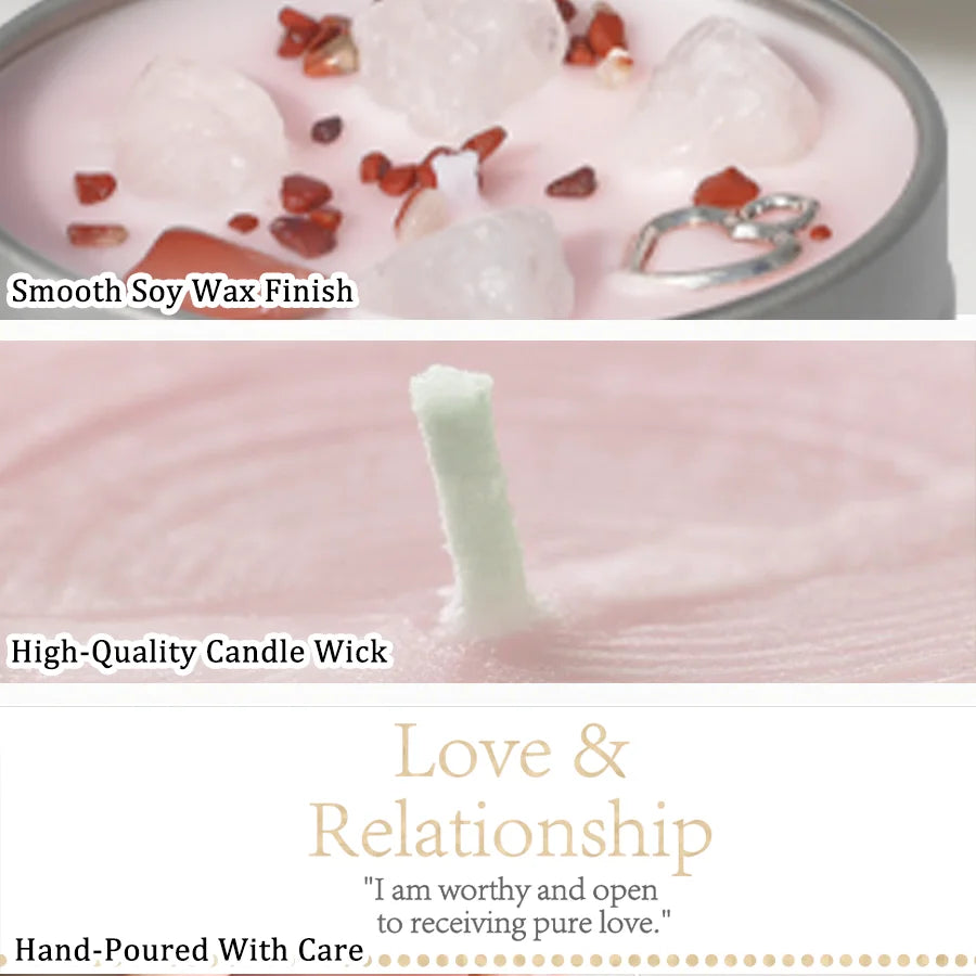 Scented Candle, Love & Relationship Crystal Ritual Candle, Soy Wax, Suitable Daily Use