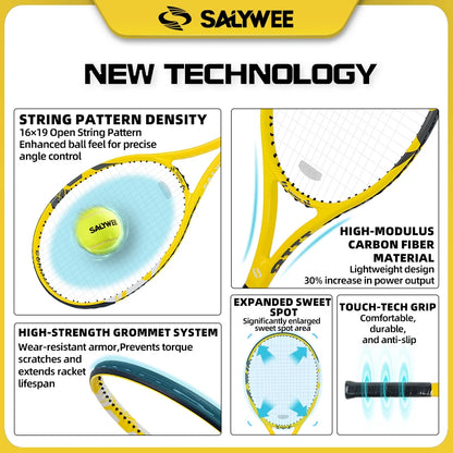 100% Full Carbon Fiber Tennis Racket, Aerospace-Grade Frame, Lightweight