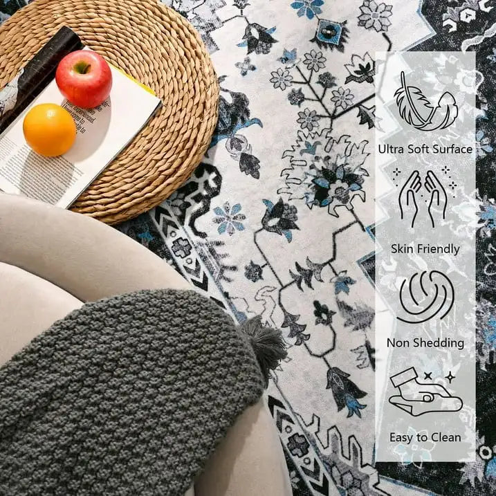 Soft Boho Rug for Living Room, Bedroom, Persian Area Vintage Rugs