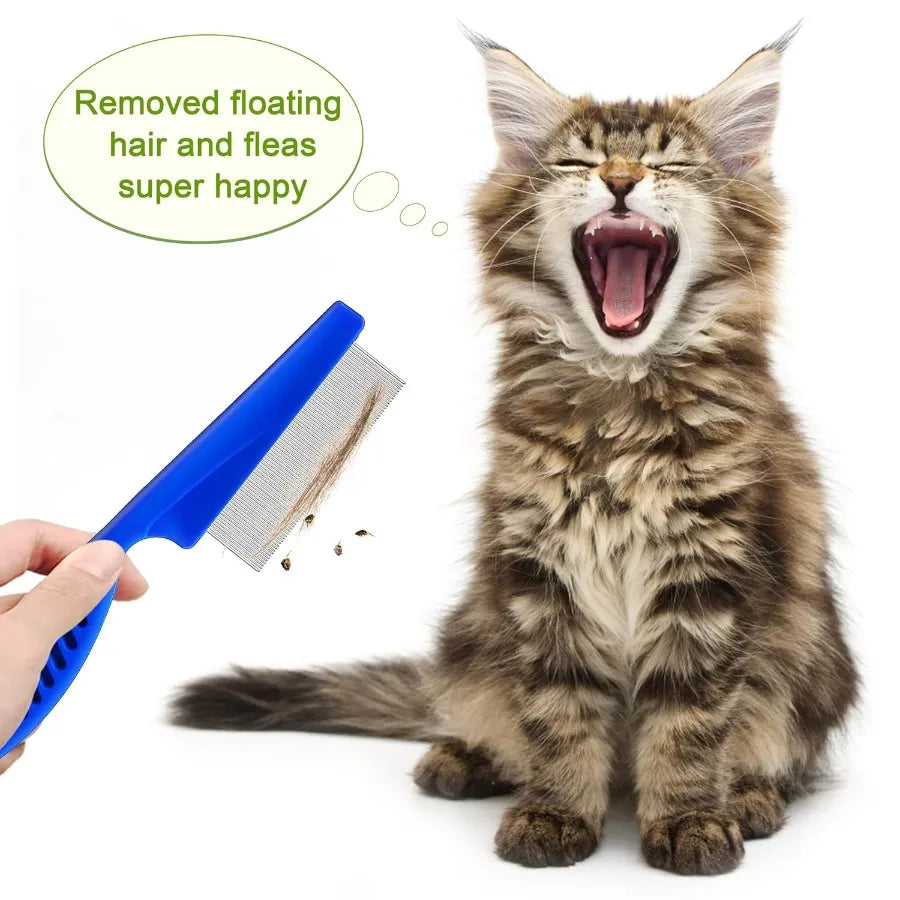 5 Pack Stainless Steel Flea and Lice Combs with Rounded Teeth for Dog and Cat Grooming DoubleSided Tear Stain Remover and Demat