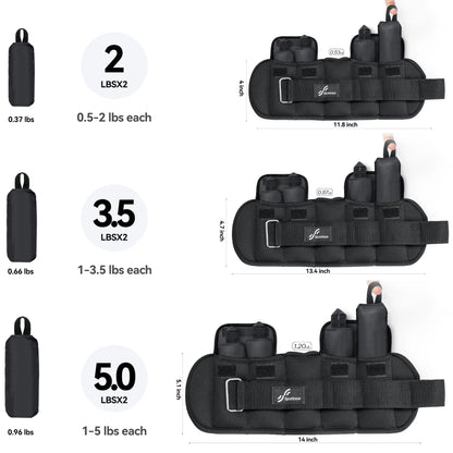 Sportneer Adjustable Wrist and Ankle Weights for Women and Men 1 Pair 1-10 lbs.
