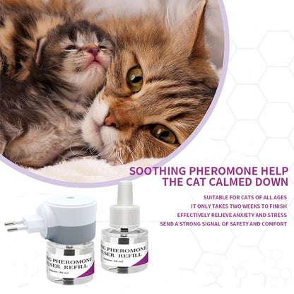 Pet Calming Diffuser, 3-in-1 Stress Relief Pheromones, Anxiety & Aggression Reducer, 1 Diffuser 2 Refill
