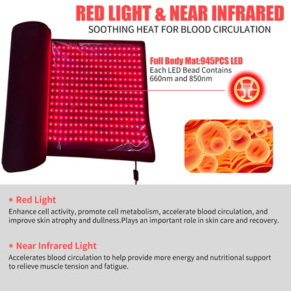 Red Light Mat Full Body, LED Beads, Relax Pad