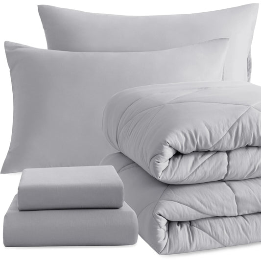 5 Piece Twin Bedding Comforter Set, Breathable Bed in a Bag, Includes Comforter, Fitted Sheet, Top Sheet and Pillowcases