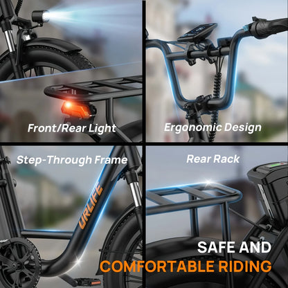 Electric Bike, 48V 13Ah Removable Battery, 20MPH, 20''X3" Fat Tire, 7-Speed, Dual Disc Brake