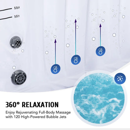 Inflatable Round Spa Hot Tub, 6 Adults, 130 Massage Jets, PVC Heated, Portable Jacuzzi, Easy Setup, Cover and Filter Cartridges