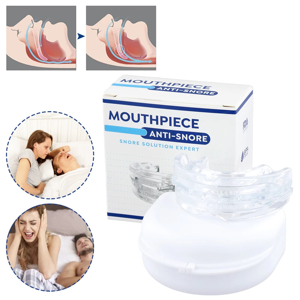 Portable Anti Snore Mouth Guard, Storage Box, Teeth Grinding Splint, Better Sleep Quality