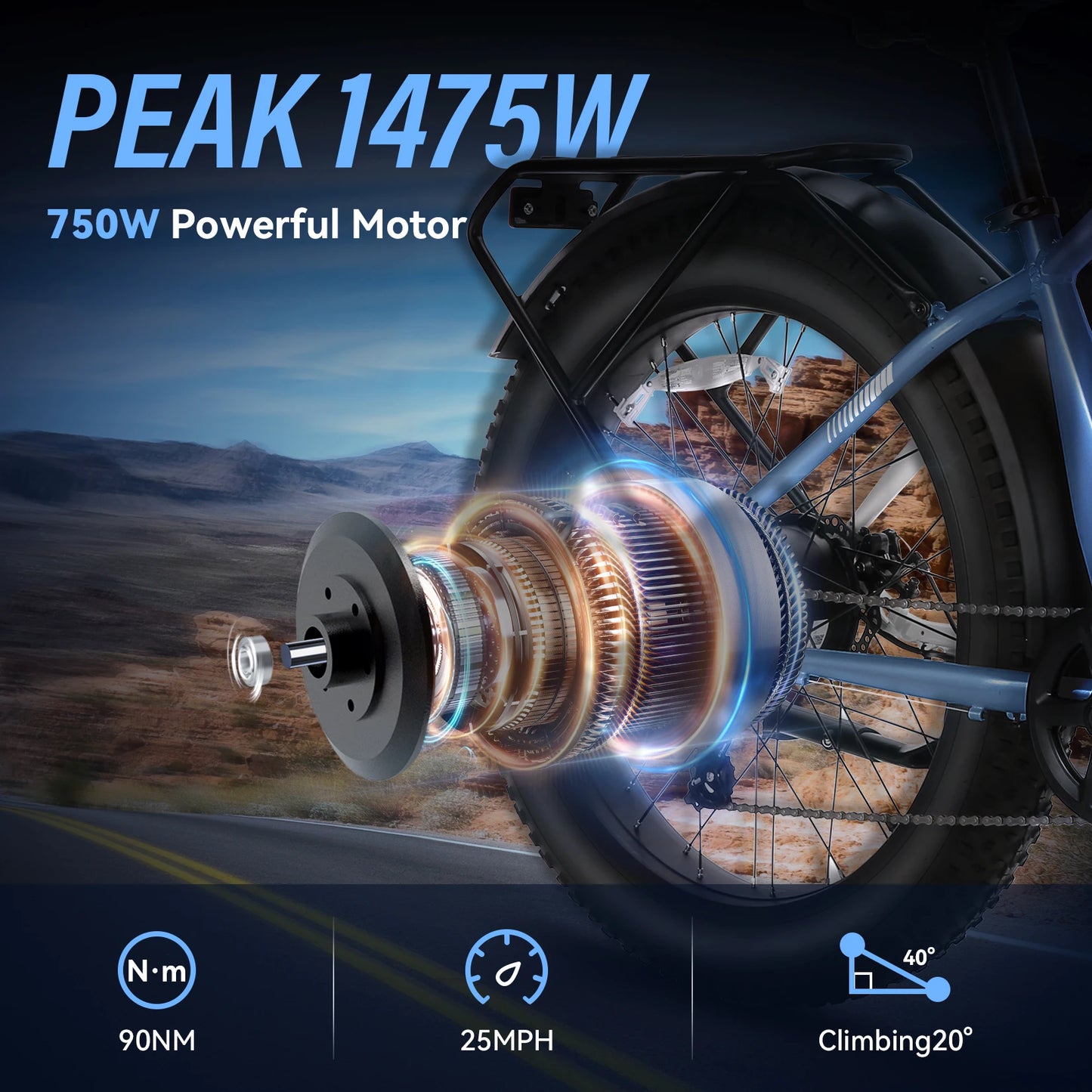 Electric Bike 26" x 4.0 Fat Tire, Peak 1500W Motor EBike for Adults with 48V 720WH Removable Battery