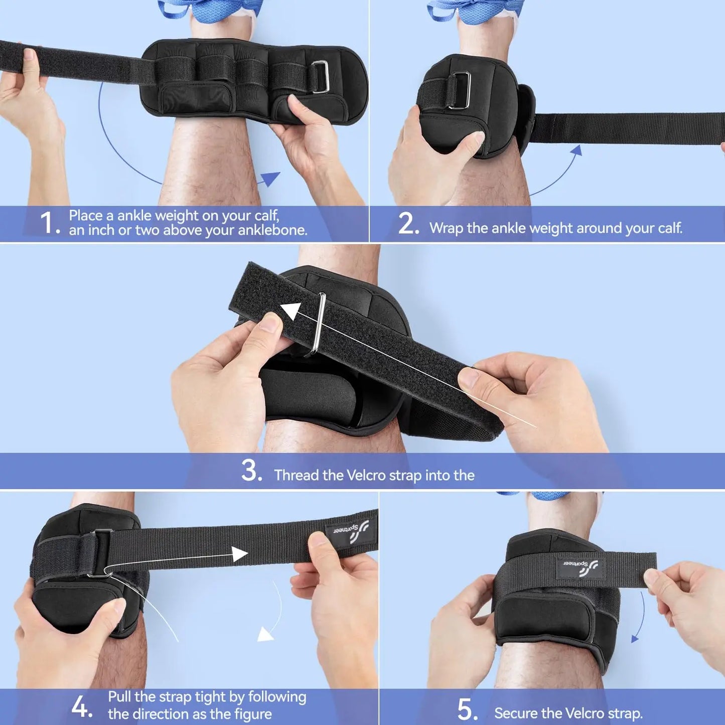 Sportneer Adjustable Wrist and Ankle Weights for Women and Men 1 Pair 1-10 lbs.