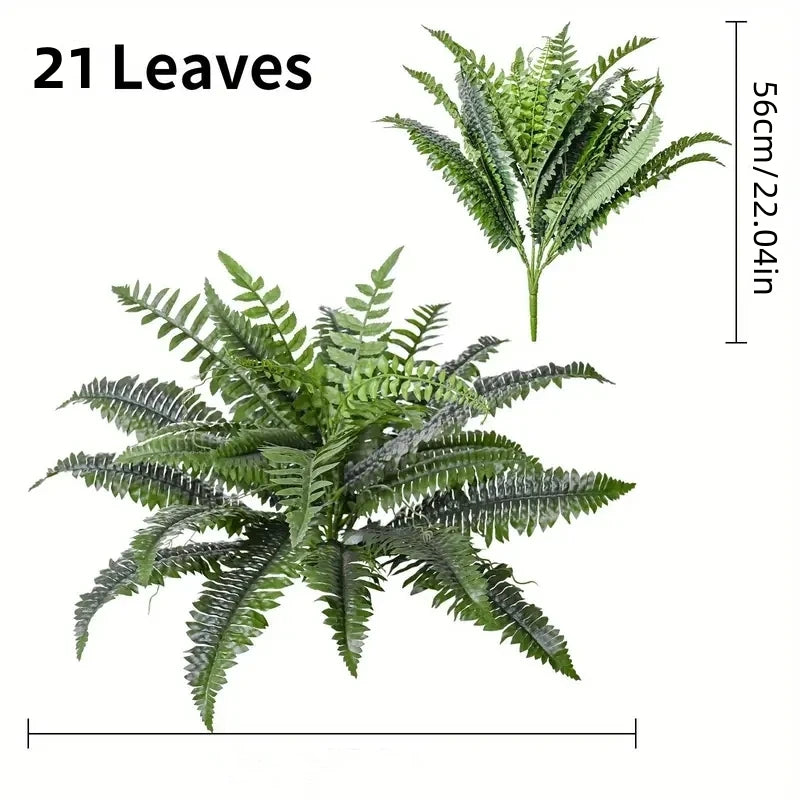 Realistic Boston Ferns, Artificial, UV Resistant Fake Greenery, Door Porch Decors