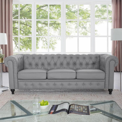 Chesterfield Sofa Set 3 Piece Living Room Set Modern Furniture Leather Sofa Couches