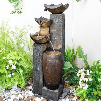 Outdoor Patio Fountain with Lights, Gardens/Backyards/Lawns/Balconies
