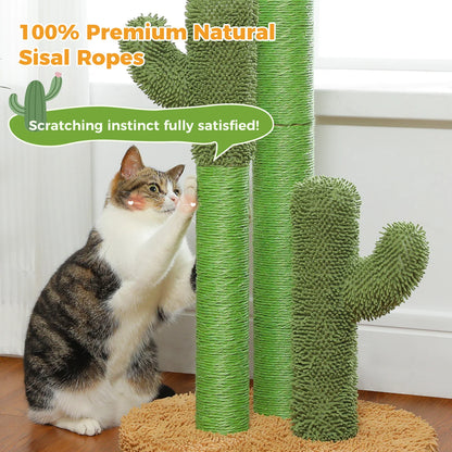 Cat Scratching Post with 3 Natural Scratching Poles and Interactive Dangling Ball