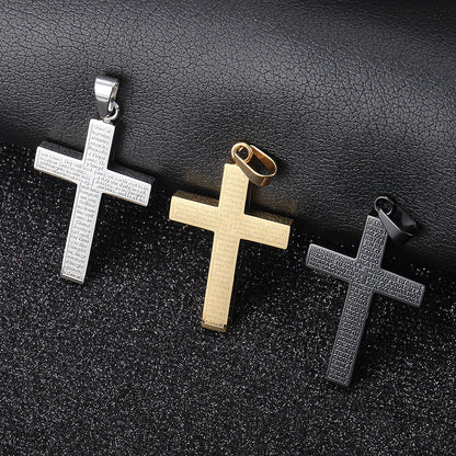 Cross Pendant Necklace For Men/Women, Gold/Black/Silver Color, Cuban Chain