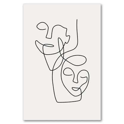 Abstract Posters, Minimalist Wall Art Canvas Painting ,Line Body Face Art Prints, Nordic Wall Pictures