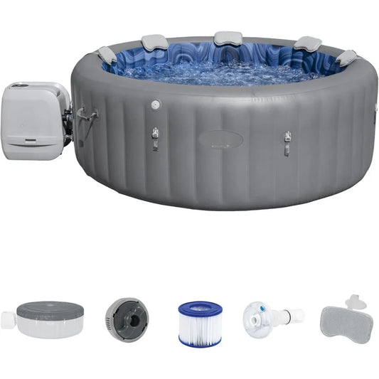 Outdoor Hot Tubs, Inflatable, Round, Portable, 180 Soothing Jets, Cover