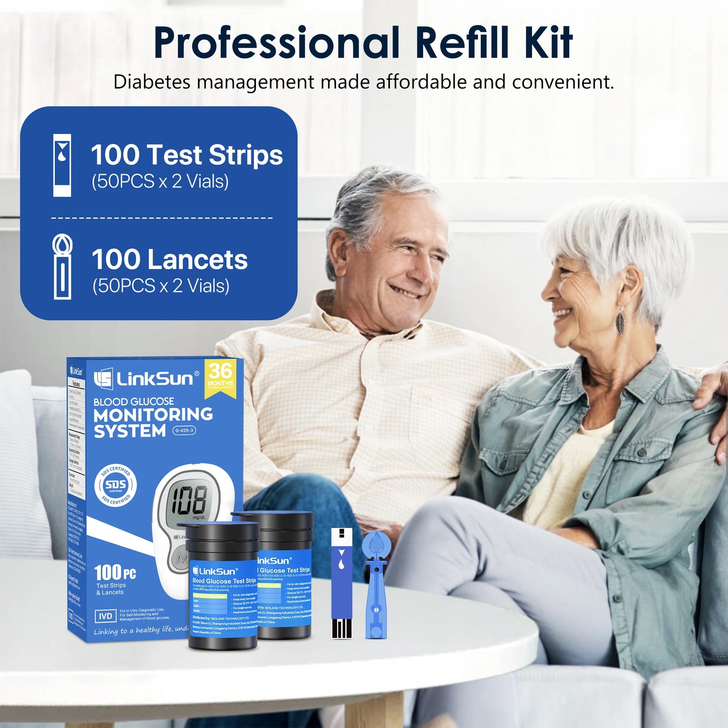 Blood Glucose Meter, 50/100pcs Diabetes Tester Blood Sugar Monitor, Digital, Complete Kit