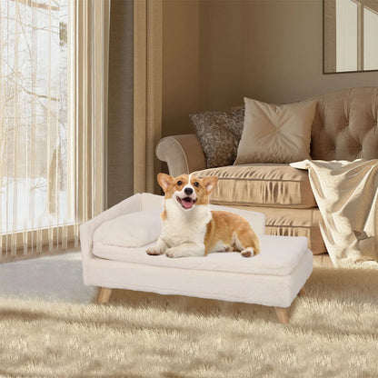 Nordic Elevated Pet Bed, Cozy Pad Waterproof, Sturdy Wood Legs