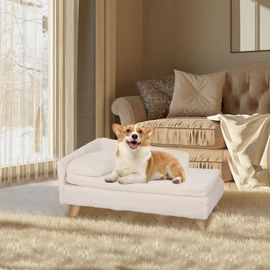 Nordic Elevated Pet Bed, Cozy Pad Waterproof, Sturdy Wood Legs