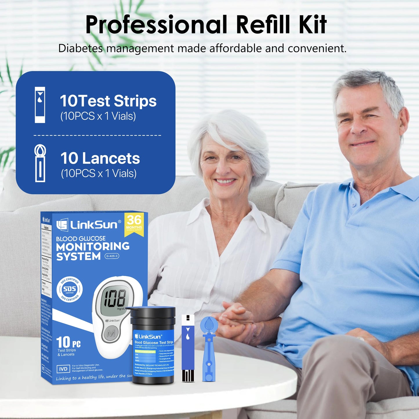 Blood Glucose Meter, 50/100pcs Diabetes Tester Blood Sugar Monitor, Digital, Complete Kit