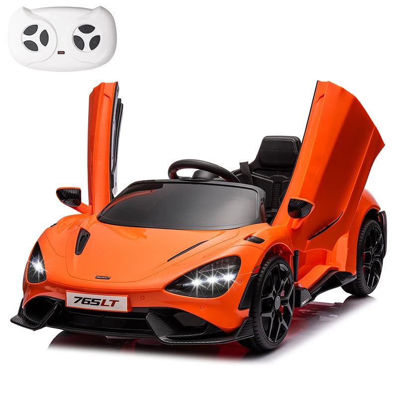12V Licensed McLaren 765LT Kids Electric Ride On Toy for Toddler Age 3+, Battery Powered with Hydraulic Doors