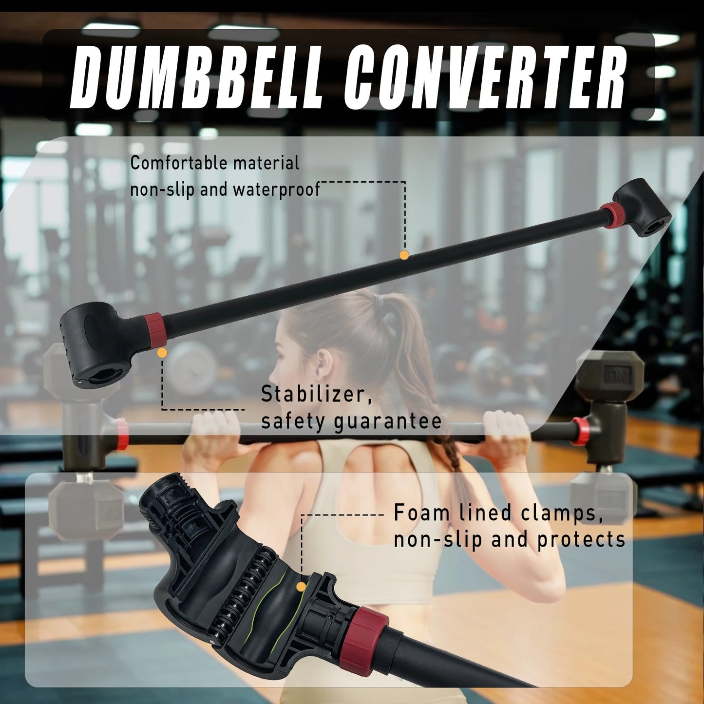 Adjustable Dumbbell Converter to Barbell Set, Kettlebell for Home Fitness, 200lb Capacity Weight
