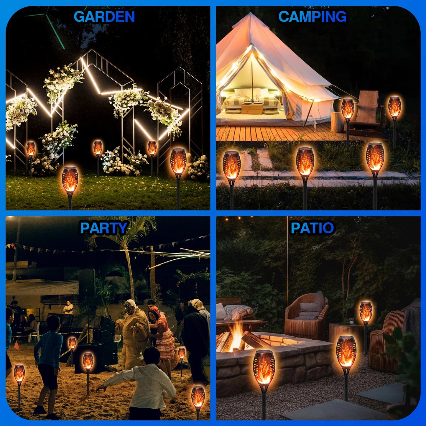 Solar Lights Outdoor LED 4/6/812Pcs Solar Torch Lights with Flickering Flame Waterproof