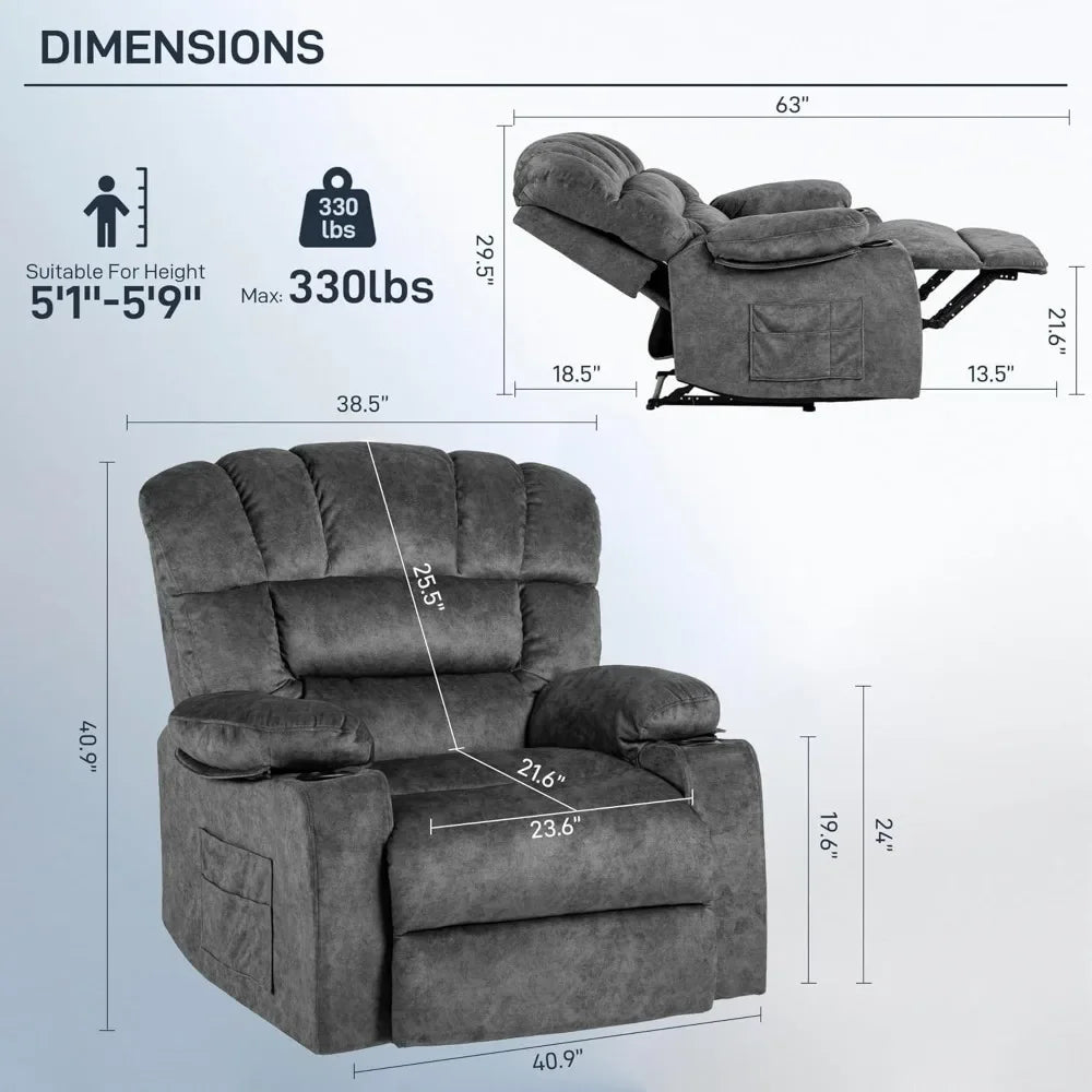 Gravity Recliner Chair Modern Ergonomic Lounge Single Sofa Seat