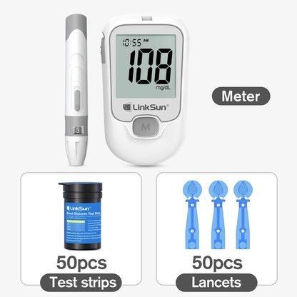 Blood Glucose Meter, 50/100pcs Diabetes Tester Blood Sugar Monitor, Digital, Complete Kit