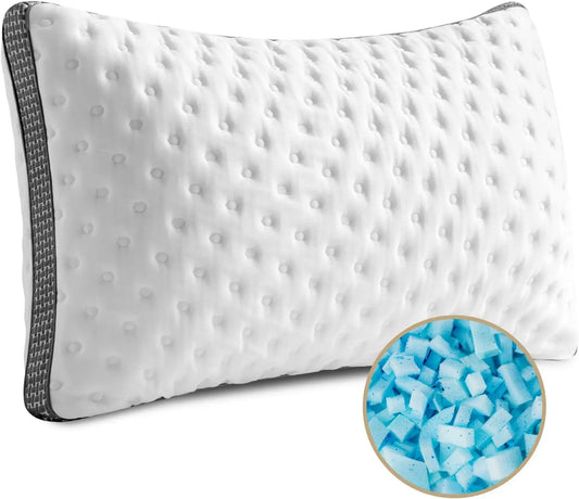 1 Pack Q/K, Cooling Gel Memory Foam Bed Pillow, Medium Firm