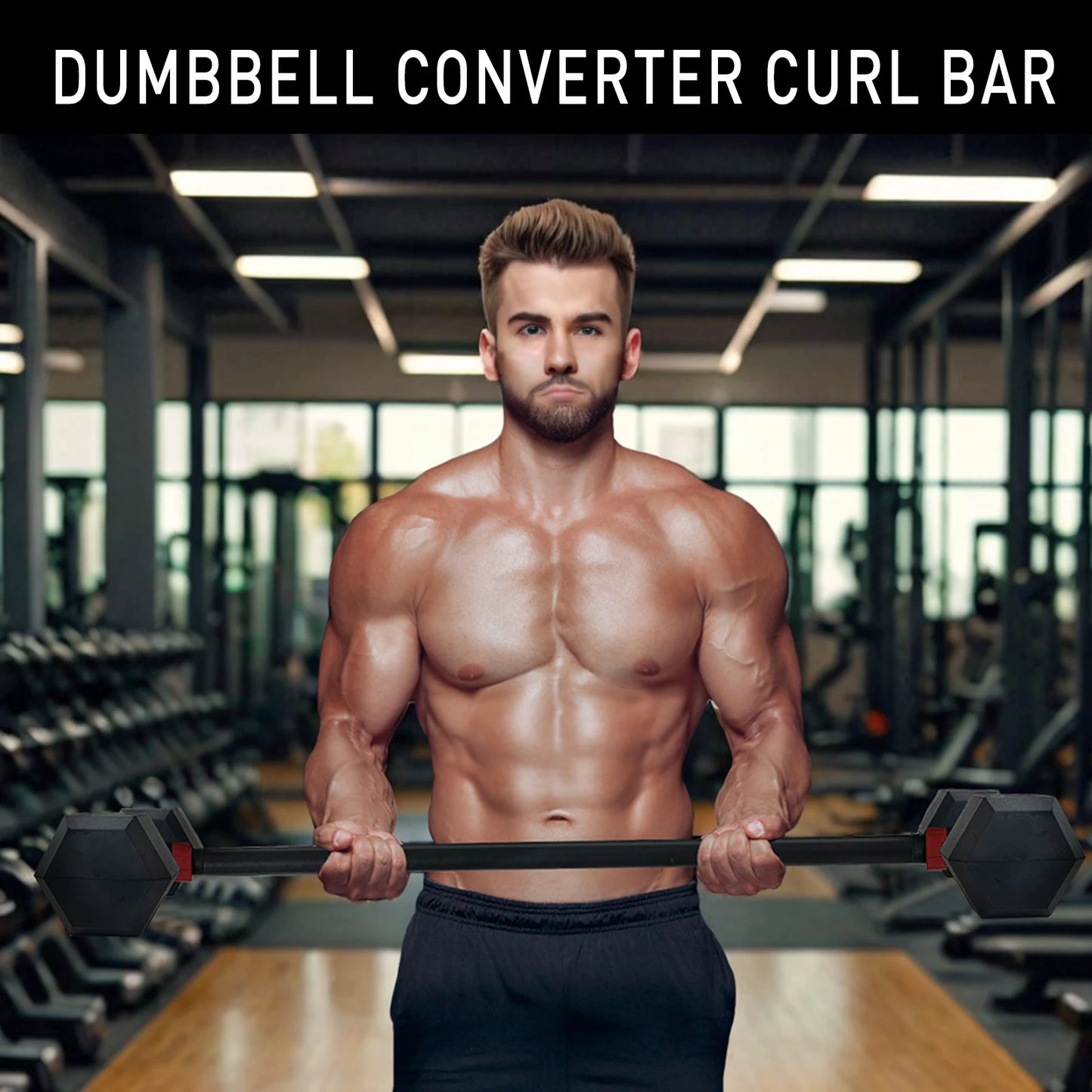 Adjustable Dumbbell Converter to Barbell Set, Kettlebell for Home Fitness, 200lb Capacity Weight