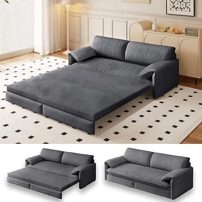 63.8" Futon Sofa Bed Queen Size, Pull Out Bed, 3-in-1 Convertible Sleeper Sofa with Side Pocket