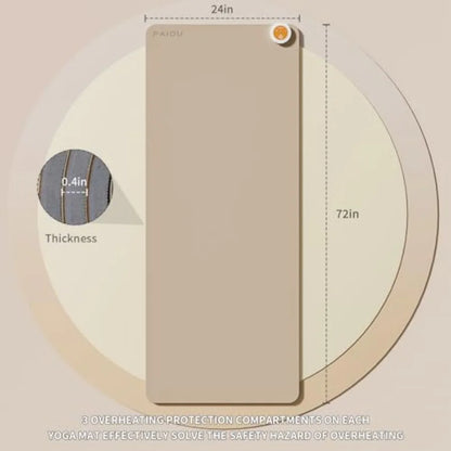 Adjustable Temperature Heated Floor Mat for Yoga/Pilates, Extra Large Size, Ant-Slip Surface